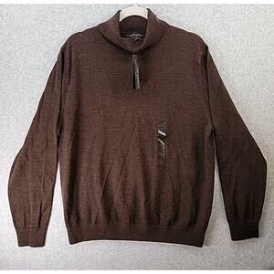 BANANA REPUBLIC 100% Merino Wool Sweater Men Sz L Chocolat Brown Turtleneck NWT